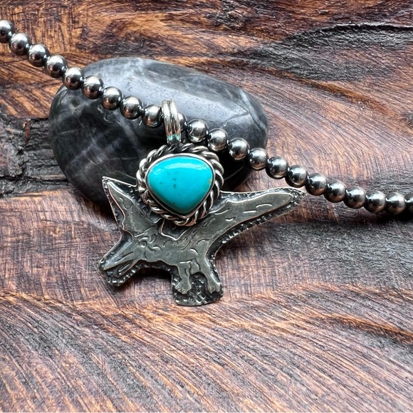Hand Crafted Jewelry - 925 Sterling Silver Turquoise Dinosaur Pendant | Southwestern